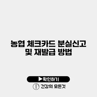 농협 체크카드 분실신고 및 재발급 방법