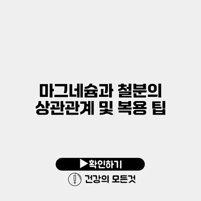 마그네슘과 철분의 상관관계 및 복용 팁