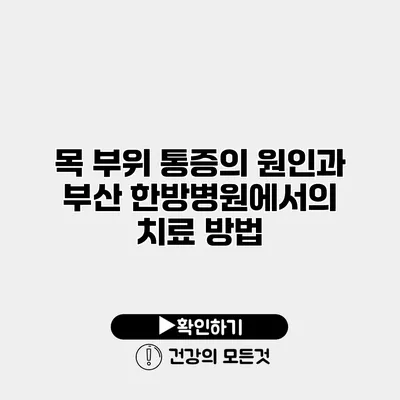 목 부위 통증의 원인과 부산 한방병원에서의 치료 방법