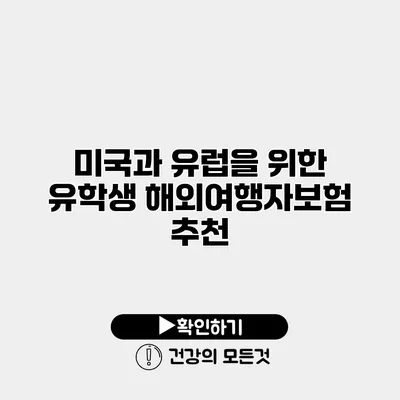 미국과 유럽을 위한 유학생 해외여행자보험 추천
