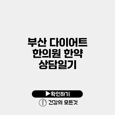 부산 다이어트 한의원 한약 상담일기