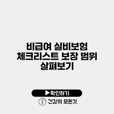 비급여 실비보험 체크리스트 보장 범위 살펴보기