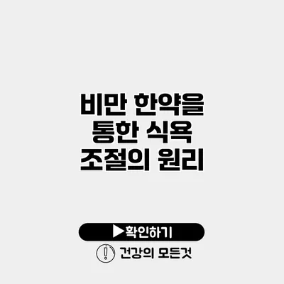 비만 한약을 통한 식욕 조절의 원리