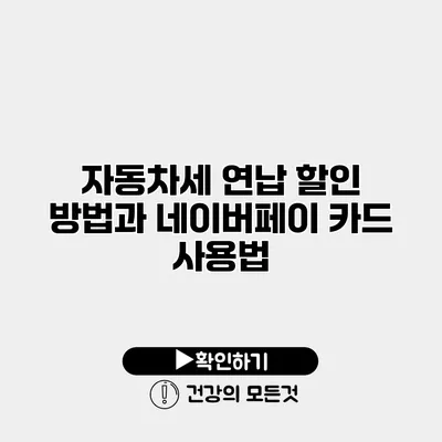 자동차세 연납 할인 방법과 네이버페이 카드 사용법