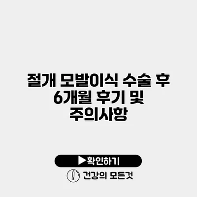 절개 모발이식 수술 후 6개월 후기 및 주의사항