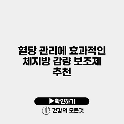 혈당 관리에 효과적인 체지방 감량 보조제 추천