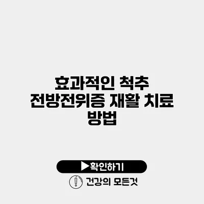 효과적인 척추 전방전위증 재활 치료 방법