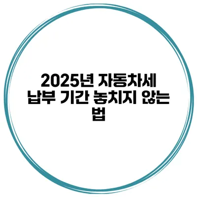2025년 자동차세 납부 기간 놓치지 않는 법