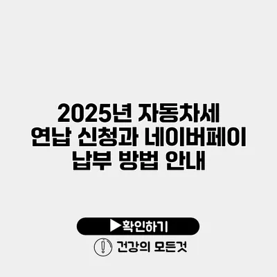 2025년 자동차세 연납 신청과 네이버페이 납부 방법 안내