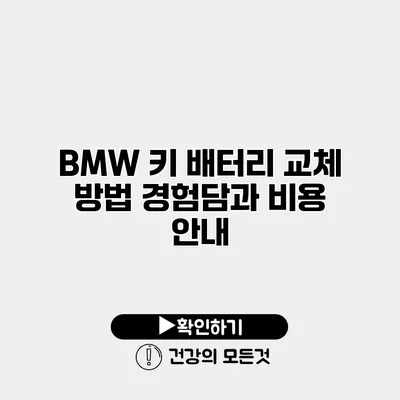 BMW 키 배터리 교체 방법 경험담과 비용 안내