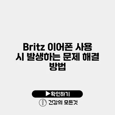 Britz 이어폰 사용 시 발생하는 문제 해결 방법