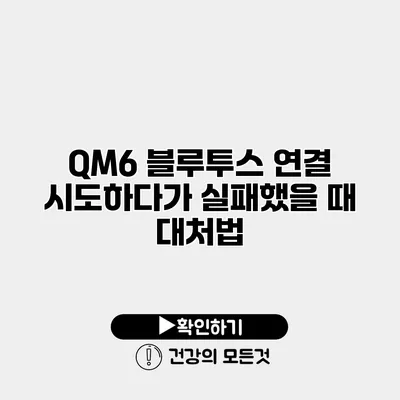 QM6 블루투스 연결 시도하다가 실패했을 때 대처법