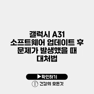 갤럭시 A31 소프트웨어 업데이트 후 문제가 발생했을 때 대처법