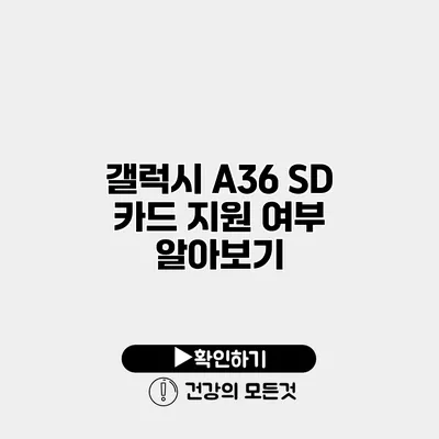 갤럭시 A36 SD 카드 지원 여부 알아보기
