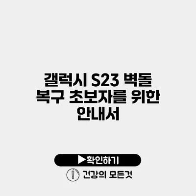 갤럭시 S23 벽돌 복구 초보자를 위한 안내서