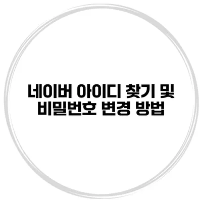 네이버 아이디 찾기 및 비밀번호 변경 방법