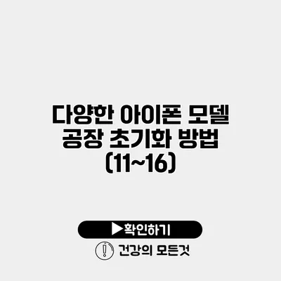 다양한 아이폰 모델 공장 초기화 방법 (11~16)