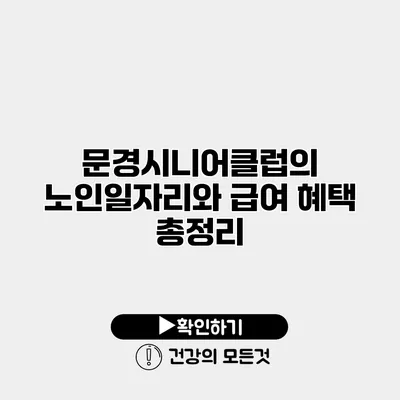 문경시니어클럽의 노인일자리와 급여 혜택 총정리