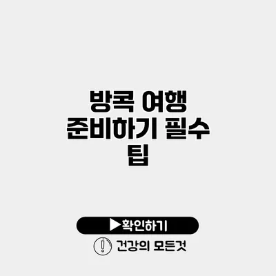 방콕 여행 준비하기 필수 팁