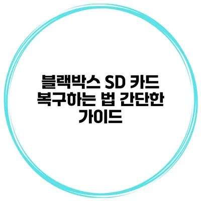 블랙박스 SD 카드 복구하는 법 간단한 가이드