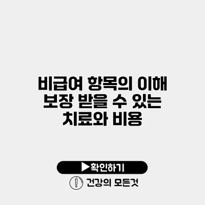 비급여 항목의 이해 보장 받을 수 있는 치료와 비용