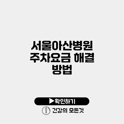 서울아산병원 주차요금 해결 방법