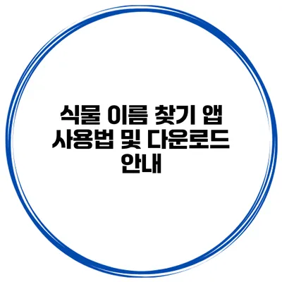 식물 이름 찾기 앱 사용법 및 다운로드 안내