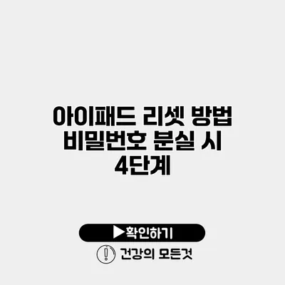 아이패드 리셋 방법 비밀번호 분실 시 4단계