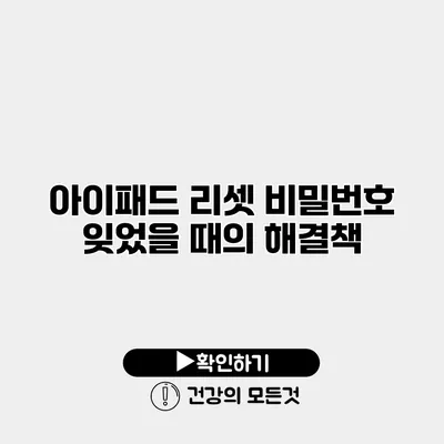 아이패드 리셋 비밀번호 잊었을 때의 해결책