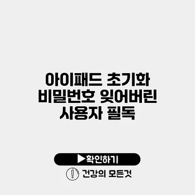 아이패드 초기화 비밀번호 잊어버린 사용자 필독