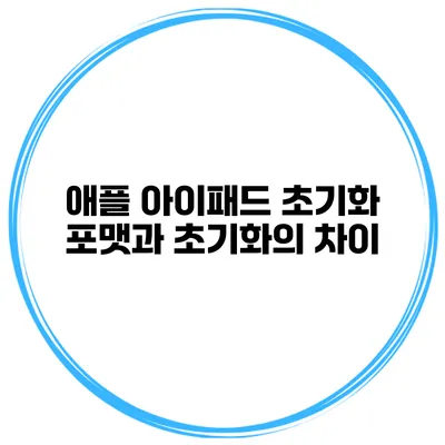 애플 아이패드 초기화 포맷과 초기화의 차이