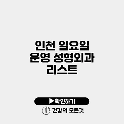 인천 일요일 운영 성형외과 리스트