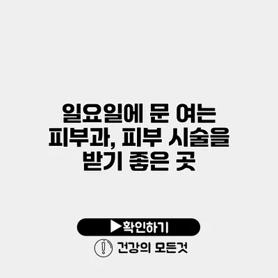 일요일에 문 여는 피부과, 피부 시술을 받기 좋은 곳