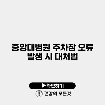 중앙대병원 주차장 오류 발생 시 대처법