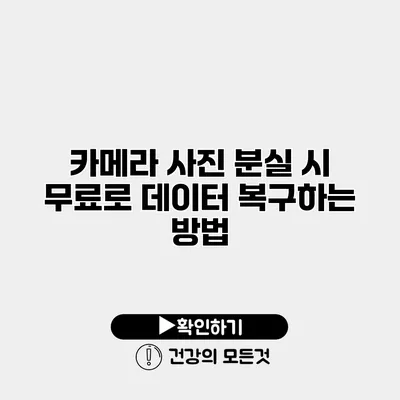카메라 사진 분실 시 무료로 데이터 복구하는 방법