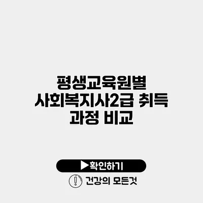 평생교육원별 사회복지사2급 취득 과정 비교