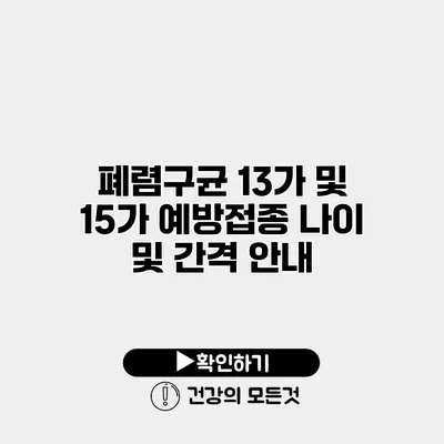 폐렴구균 13가 및 15가 예방접종 나이 및 간격 안내