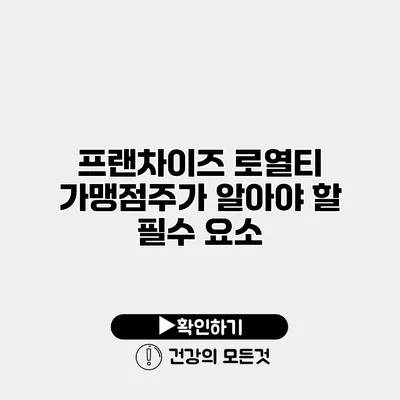 프랜차이즈 로열티 가맹점주가 알아야 할 필수 요소